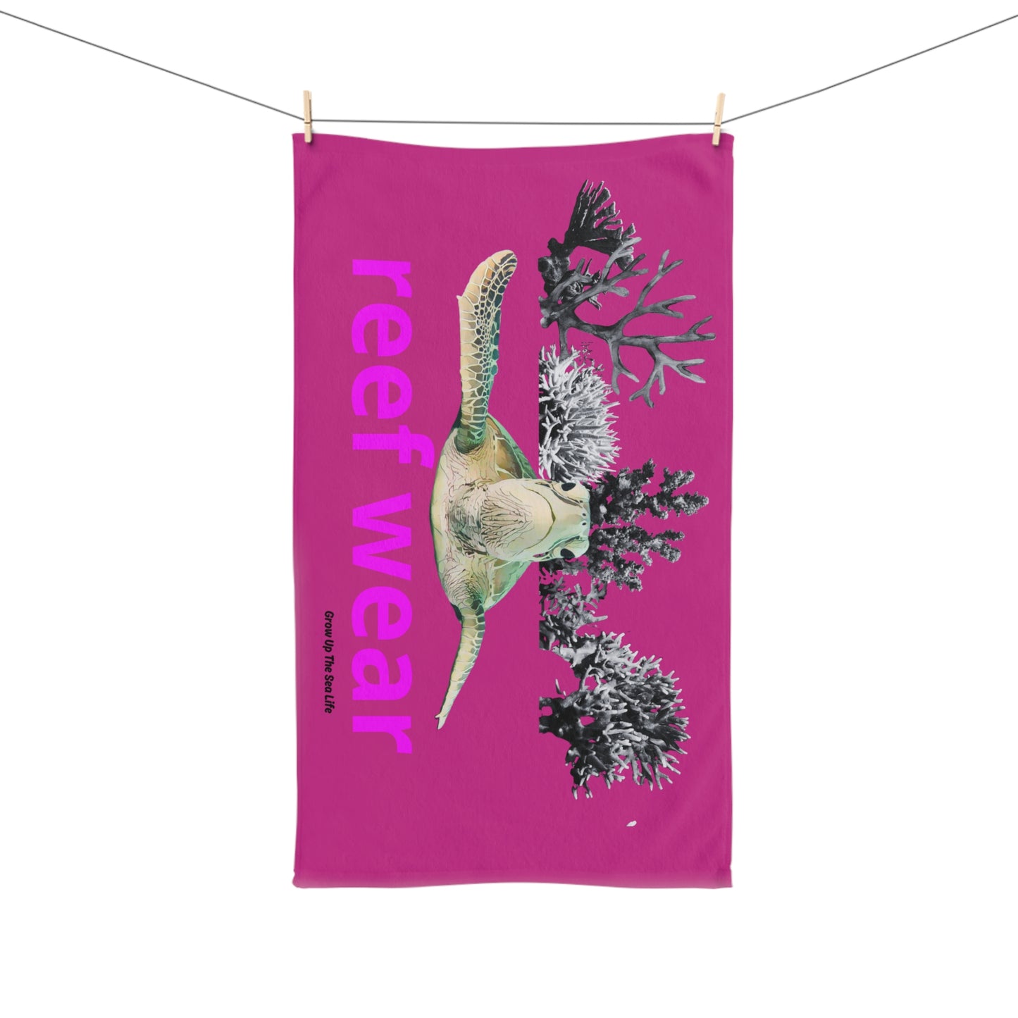Pink tortoise hand towel